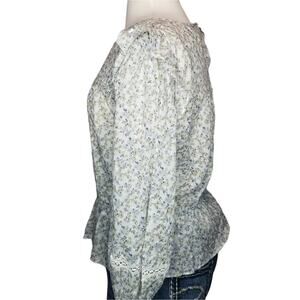 LC Lauren Conrad Floral Blouse - White and Blue